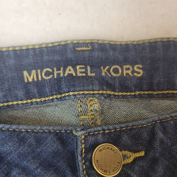 Michael Kors Womens Cropped Izzy‎ Skinny Denim Jeans Sz 8 Blue Dark Wash Stretch - Picture 9 of 12
